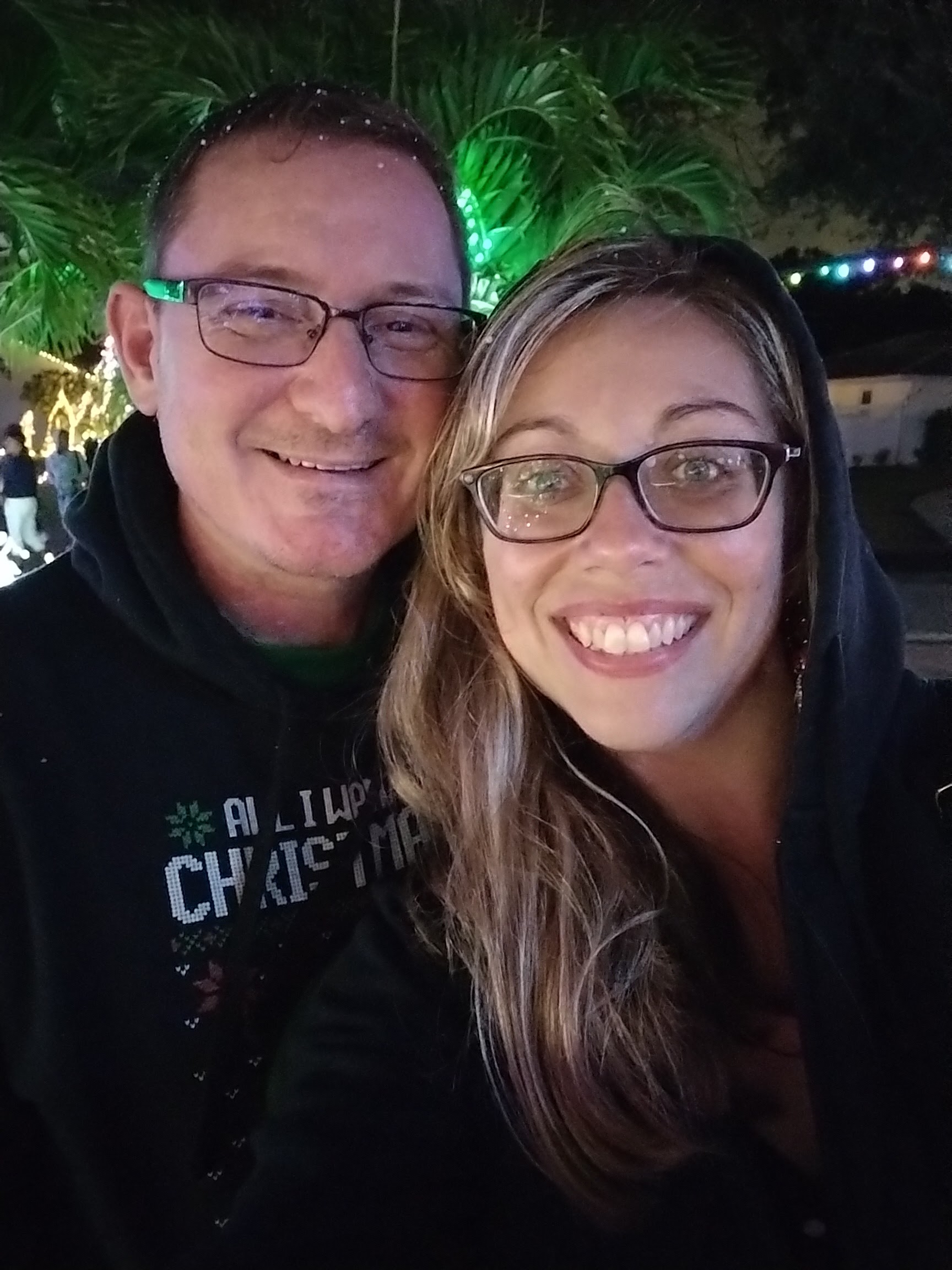 Justin and Shaina smiling together during the holidays